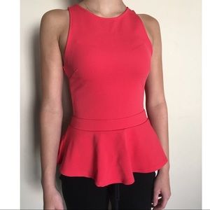 Nordstrom LUSH Coral Peplum Top